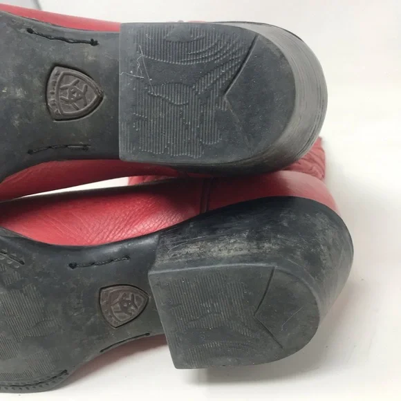 Ariat Red Leather Western Cowgirl Boots Size 8B - Picture 10 of 12